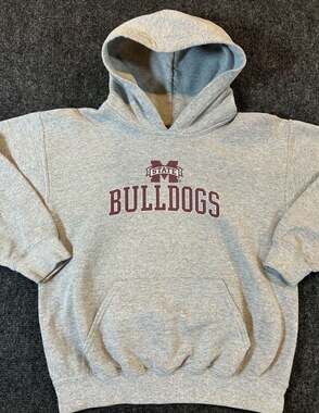 Ouray Sportswear Miss State Bulldogs Gray Pullover Hoodie Sweatshirt Youth Mediu